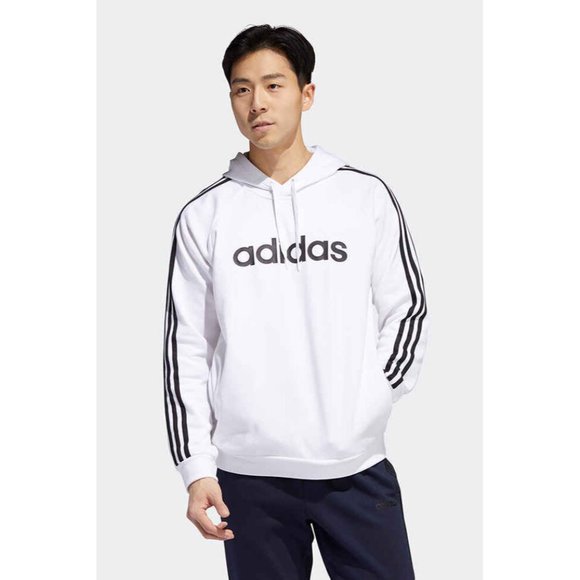 adidas | Sweaters | Adidas Mens White Black Stripe Pullover Hoodie Sizes M  Xl | Poshmark